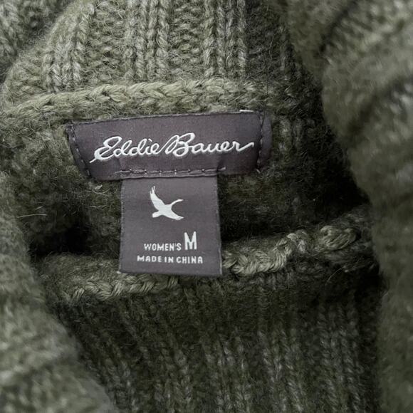 Eddie Bauer Lambs Wool Blend Turtleneck Green Sweater - Size Medium Women’s - Picture 3 of 7